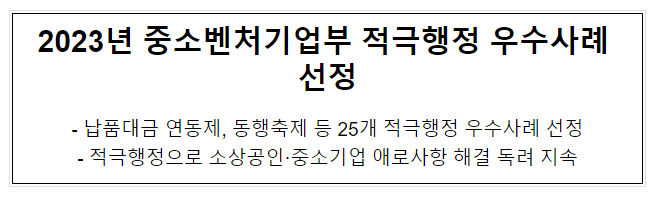 2023년 중소벤처기업부 적극행정 우수사례 선정