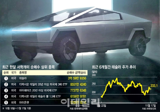 다시 테슬라 담는 서학개미들…한달간 4000억 풀매수 다시 테슬라 담는 서학개미들…한달간 4000억 풀매수