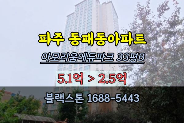 아모리움에듀파크 경매 33평 파주 동패동아파트 2회유찰