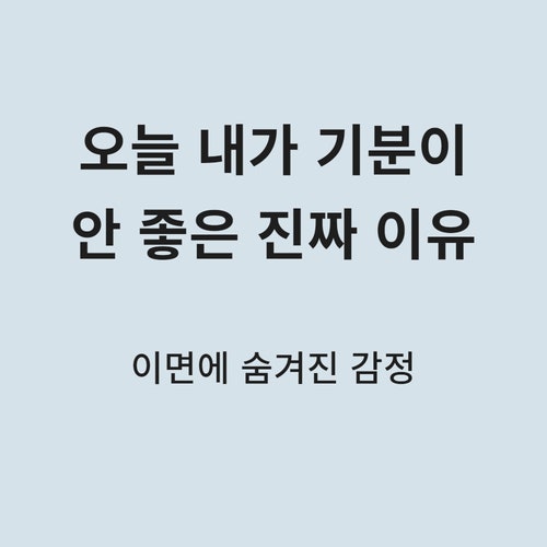 오늘 기분이 안 좋았던 진짜 이유, 나도 모르게 다른 일들로 까먹는 이면에 숨겨진 감정