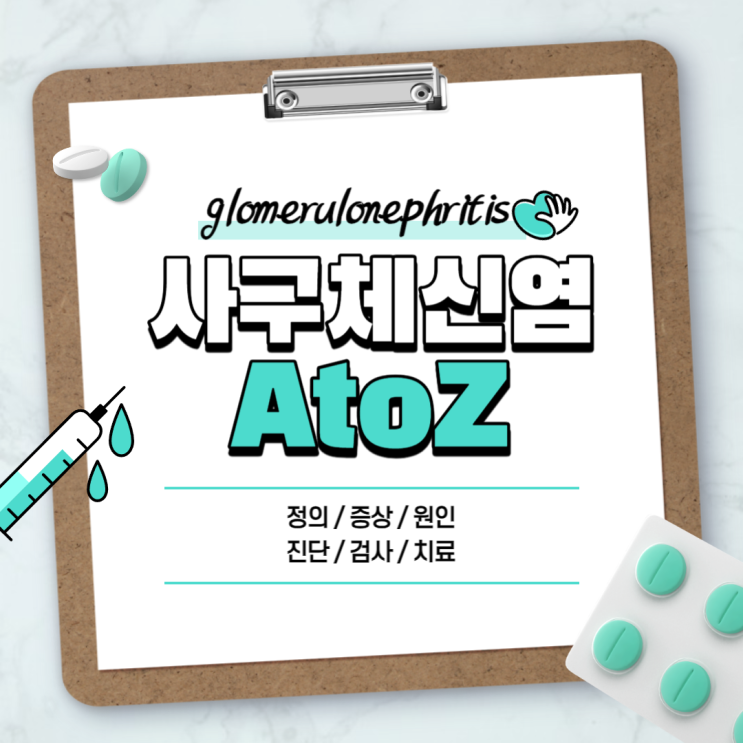  사구체신염 A to Z 【#증상 #원인 #진단 #검사 #치료 #조직검사 #급성 #약 #음식 #식이 #막성 #막증식성 #통증】