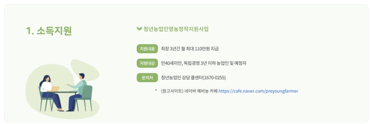  청년농업 귀농귀촌 지원서비스 안내
