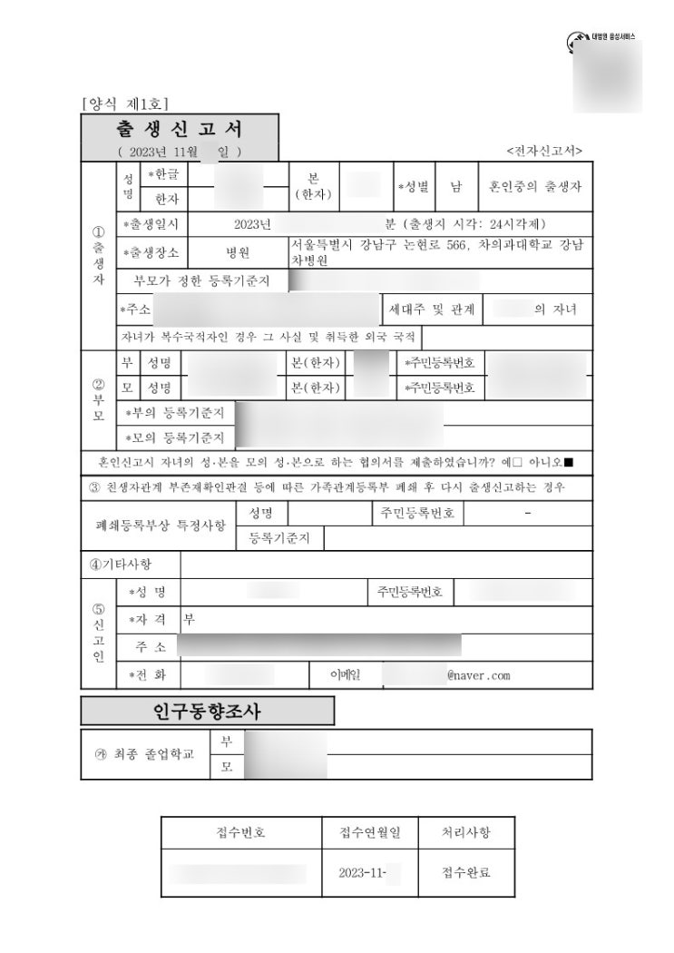 [출생신고] 온라인으로 출생신고하기(한자를 꼼꼼히 보자)