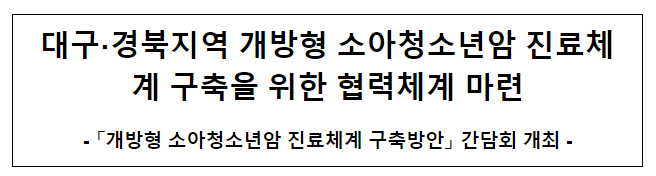 대구？경북지역 개방형 소아청소년암 진료체계 구축을 위한 협력체계 마련