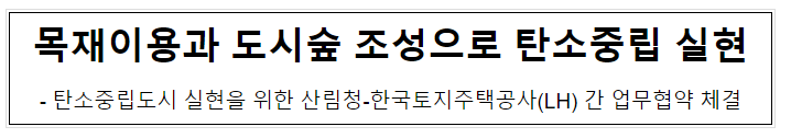 목재이용과 도시숲 조성으로 탄소중립 실현 목재이용과 도시숲 조성으로 탄소중립 실현