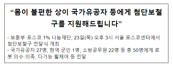몸이 불편한 상이 국가유공자 등에게 첨단보철구를 지원해드립니다 몸이 불편한 상이 국가유공자 등에게 첨단보철구를 지원해드립니다