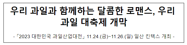 우리 과일과 함께하는 달콤한 로맨스, 우리 과일 대축제 개막