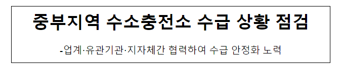 중부지역 수소충전소 수급 상황 점검 중부지역 수소충전소 수급 상황 점검