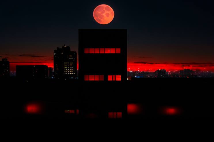 [Ai Greem] 배경_달 173: 느낌있는 붉은 달, 적월, 월식 Ai 무료 이미지 및 일러스트