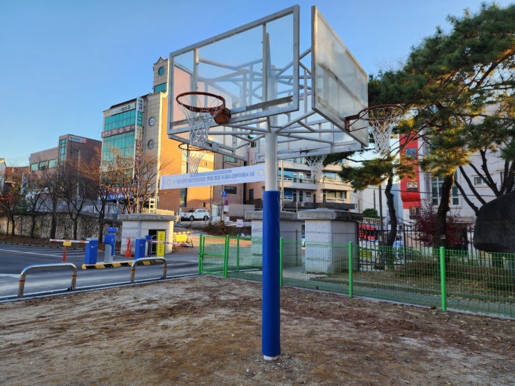  [날개스포츠] 수원정보과학고교 농구대 도색, 농구대보호대 교체 작업