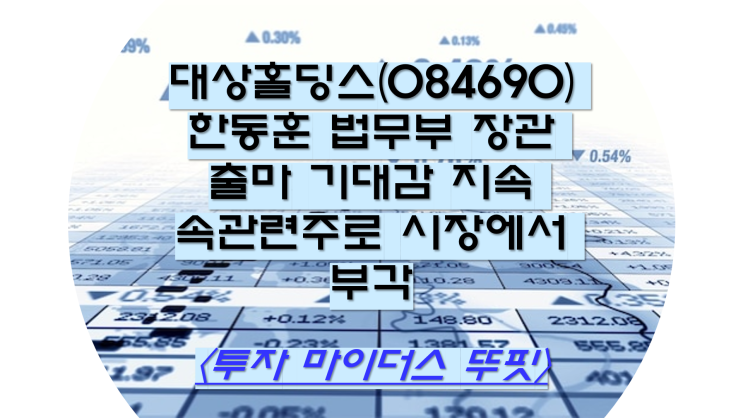 대상홀딩스(084690) <b>한동훈 법무부 장관</b> 출마 기대감 지속... 