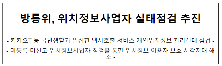 방통위, 위치정보사업자 실태점검 추진 방통위, 위치정보사업자 실태점검 추진