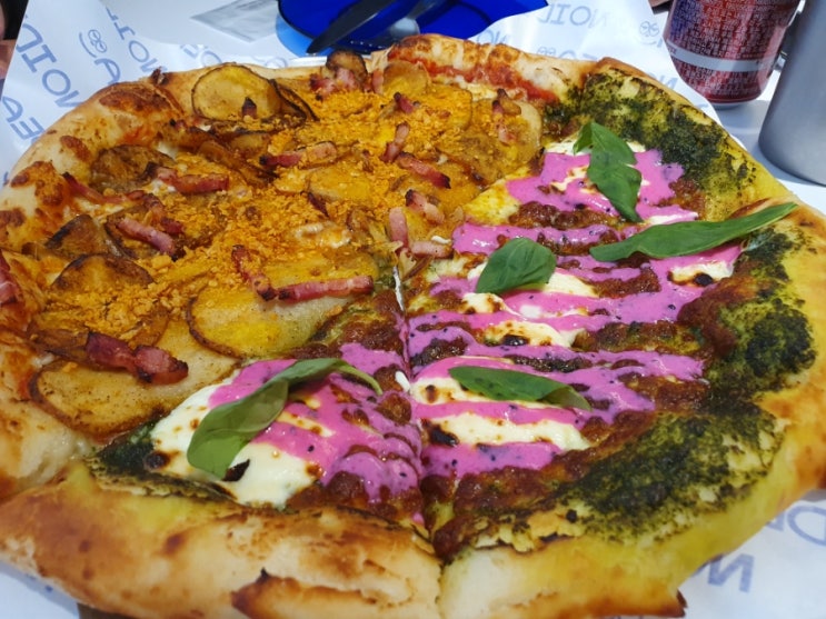  이수역 맛집 노아이디어피자 그린핑크+크리스피포테이토 반반
