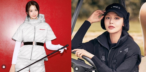  소녀시대 윤아 vs 수영 와이드앵글 여자 겨울 골프 웨어 옷 브랜드