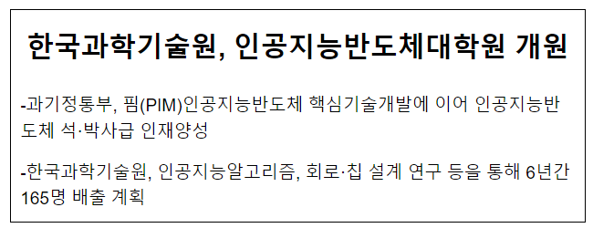 한국과학기술원, 인공지능반도체대학원 개원 한국과학기술원, 인공지능반도체대학원 개원