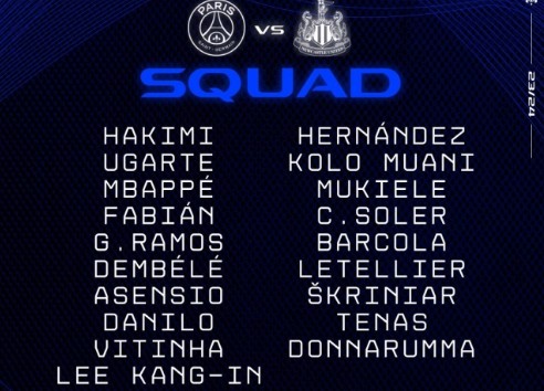 챔스 PSG <b>뉴캐슬</b>전, <b>이강인</b>도 19인 명단에 포함. 비티냐와... 