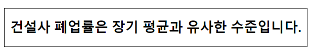 건설사 폐업률은 장기 평균과 유사한 수준입니다. 건설사 폐업률은 장기 평균과 유사한 수준입니다.