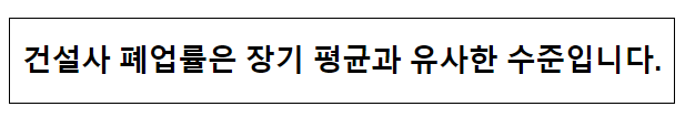 건설사 폐업률은 장기 평균과 유사한 수준입니다.