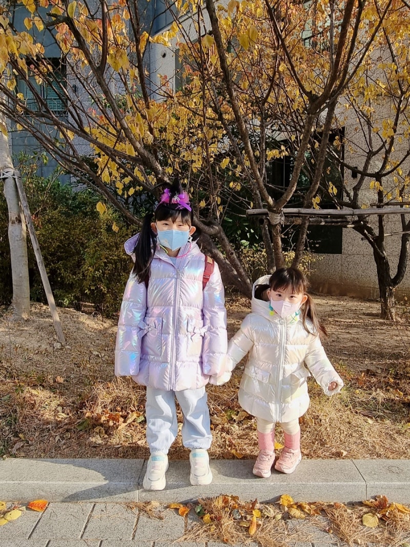 유아패딩 키즈롱패딩 베네통 키즈 리본다운점퍼 존예 사이즈 조언