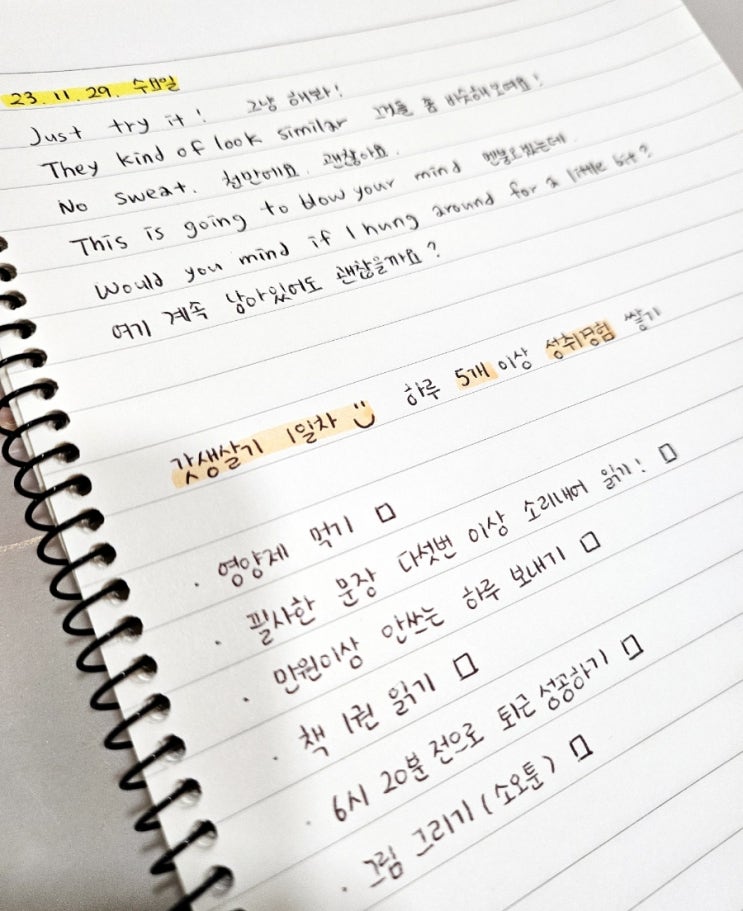  11월 29일 갓생살기 1일차!
