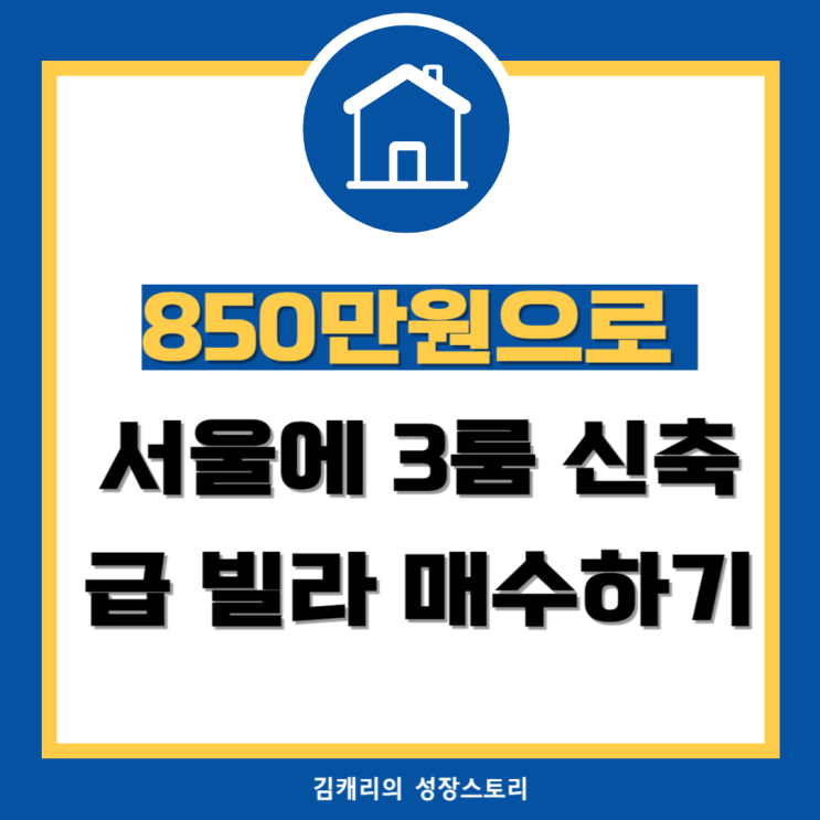 김캐리의 투자금 850만원으로 서울에 3룸 신축급 빌라 매수하기(긴글주의)