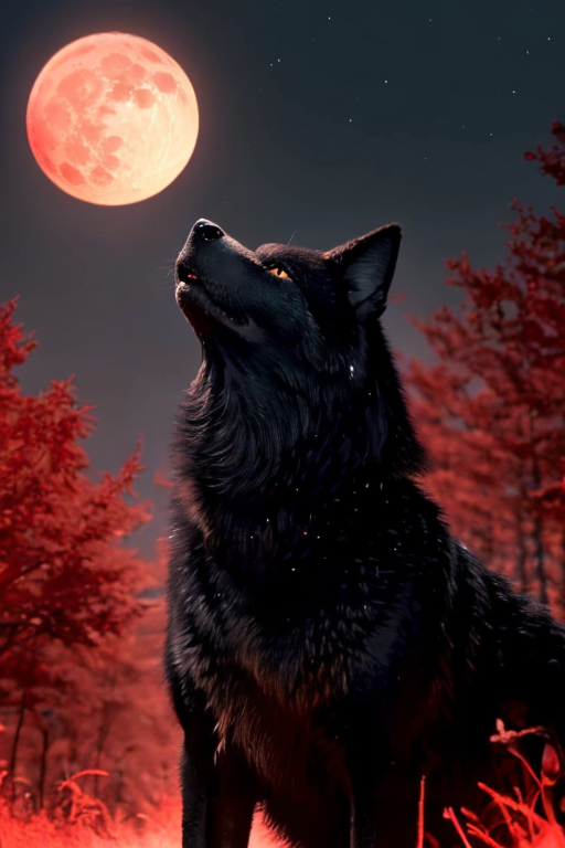 [Ai Greem] 배경_달 186: 월식, 붉은 달, 적월, 빨간 달, 늑대, 동물, 실루엣, 느낌있는, 상업적으로 사용 가능한 무료 이미지, 월식 일러스트, 월식 AI 이미지