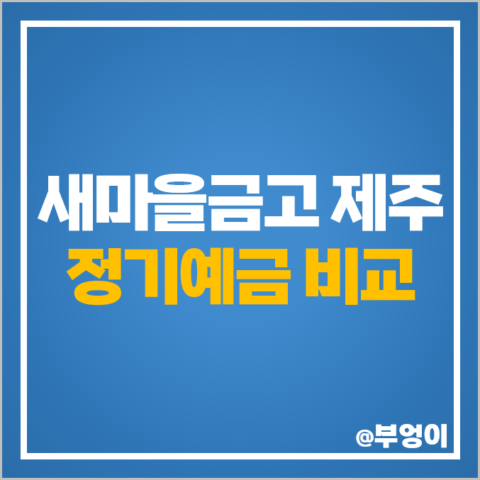 제주 새마을금고 정기예금 금리 비교 이자 높은 예금 특판