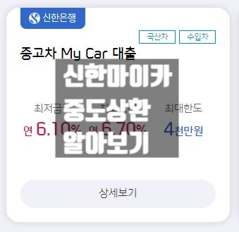  신한마이카 중도상환 및 상품내용 알려드립니다