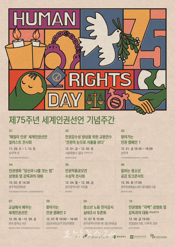  광주 세계인권선언 제75주년 기념주간 운영..인권영화 상영·작품 전시회 등 다채