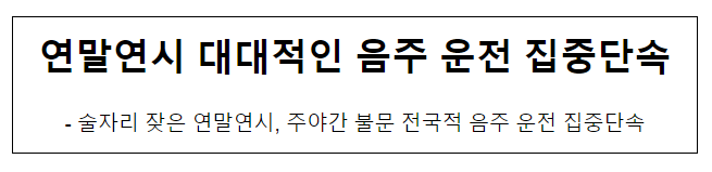 연말연시 대대적인 음주 운전 집중단속 연말연시 대대적인 음주 운전 집중단속