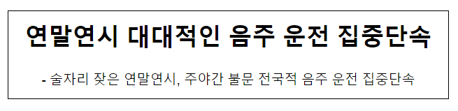 연말연시 대대적인 음주 운전 집중단속