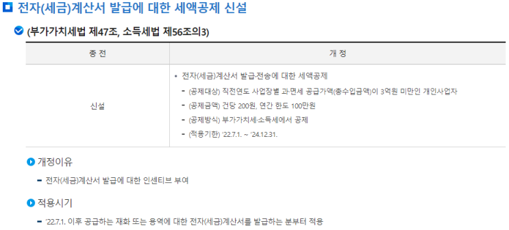  전자세금계산서 발급 세액공제받기(공제대상 확인)