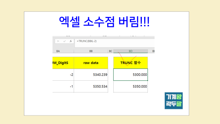  엑셀 소수점 버림, TRUNC 함수 완벽 설명!
