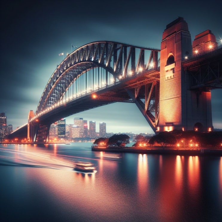  DALL-E(달리)를 이용한 이미지 생성사례 / Harbor Bridge in Sydney, night view / 디지털콘텐츠큐레이터 황선웅