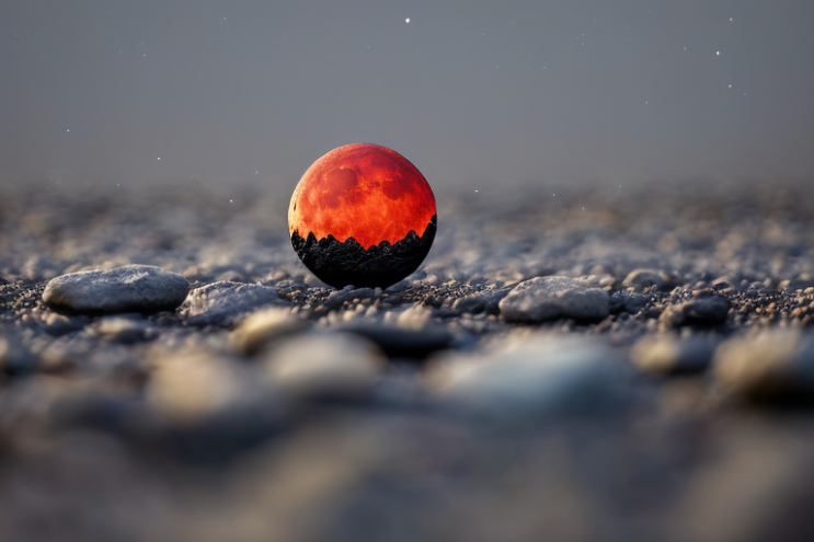 [Ai Greem] 배경_달 196: 월식, 붉은 달, 적월, 빨간 달, 돌, 보주, 붉은 돌, 상업적으로 사용 가능한 무료 이미지, 무료 월식 썸네일, 월식 AI 이미지