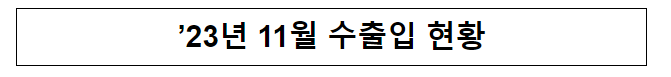 ’23년 11월 수출입 현황_관세청 ’23년 11월 수출입 현황_관세청