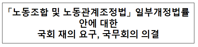 「노동조합 및 노동관계조정법」 일부개정법률안에 대한국회 재의 요구, 국무회의 의결 「노동조합 및 노동관계조정법」 일부개정법률안에 대한국회 재의 요구, 국무회의 의결