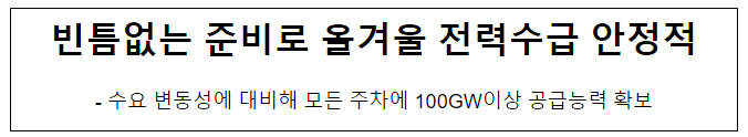 빈틈없는 준비로 올겨울 전력수급 안정적