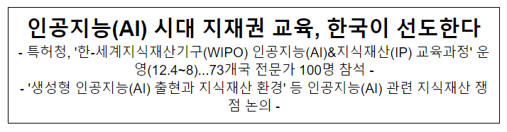 인공지능(AI) 시대 지재권 교육, 한국이 선도한다 인공지능(AI) 시대 지재권 교육, 한국이 선도한다