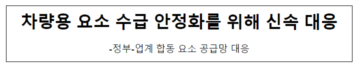 차량용 요소 수급 안정화를 위해 신속 대응 차량용 요소 수급 안정화를 위해 신속 대응