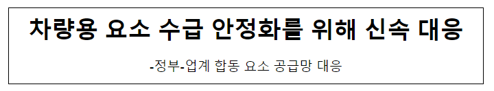 차량용 요소 수급 안정화를 위해 신속 대응