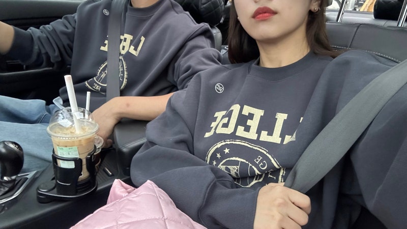 남자 여자 커플 맨투맨 추천! 렉토 LLEGE LOGO SWEATSHIRT 로고 스웻셔츠 착용 후기 착샷