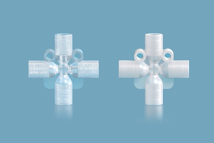  [Fitting]Low Pressure Crosses Fittings UNF나사탭 연결 아답터 피팅 PP,PTFE 재질 1/4-28UNF Thread HPLC용