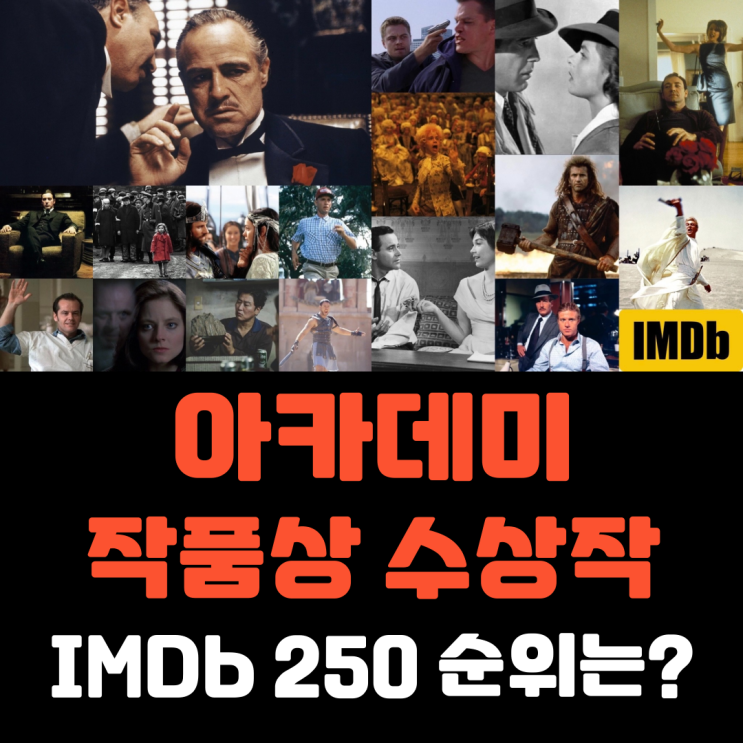  아카데미 작품상 수상작들의 IMDb 250 순위는?