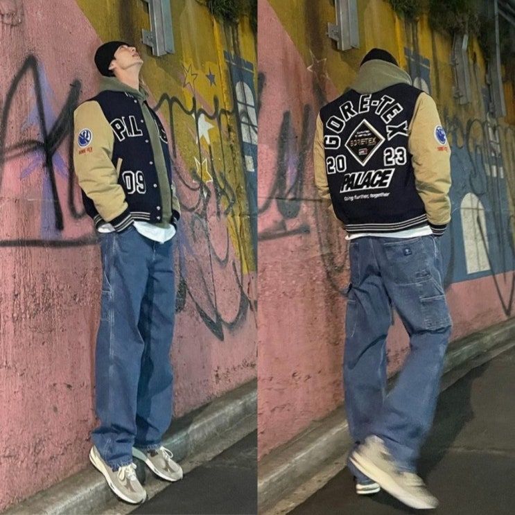  변우석 스트릿룩 잠바 팔라스 바시티 자켓 야구점퍼 코디