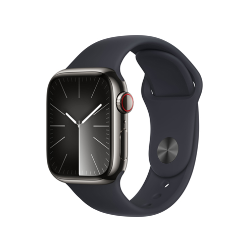  애플워치9 GPS+Cellular41mm S/M 그래파이트스테인리스스틸케이스, 미드나이트스포츠밴드-MRJ83KH/A