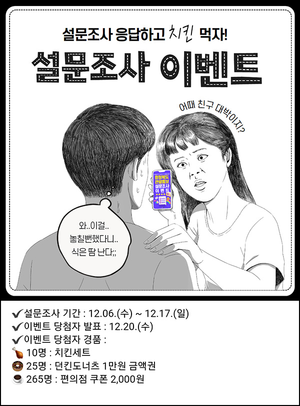 충청북도 관광 홍보를 위한 설문조사(CU 2천원등 300명)추첨