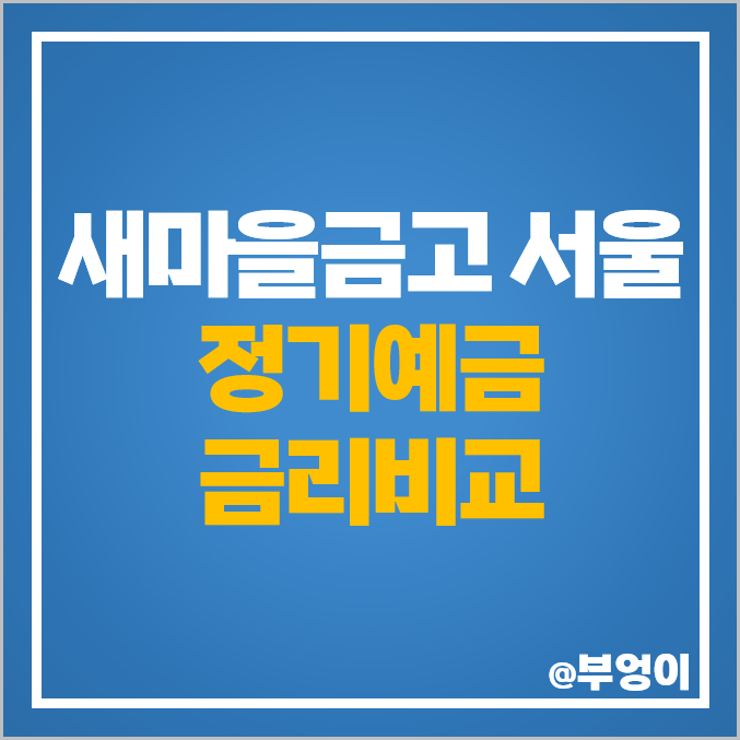 서울 새마을금고 정기예금 금리 비교 이자 높은 예금 특판 추천 서울 새마을금고 정기예금 금리 비교 이자 높은 예금 특판 추천
