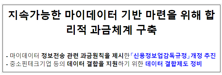 지속가능한 마이데이터 기반 마련을 위해 합리적 과금체계 구축 지속가능한 마이데이터 기반 마련을 위해 합리적 과금체계 구축