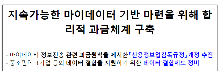 지속가능한 마이데이터 기반 마련을 위해 합리적 과금체계 구축